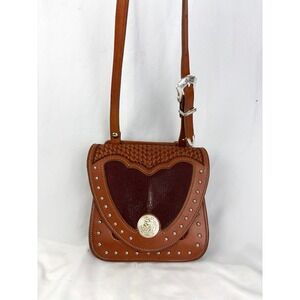 Hickman Saddlery Leather Crossbody Bag Western Tooled Studded Saddle Purse